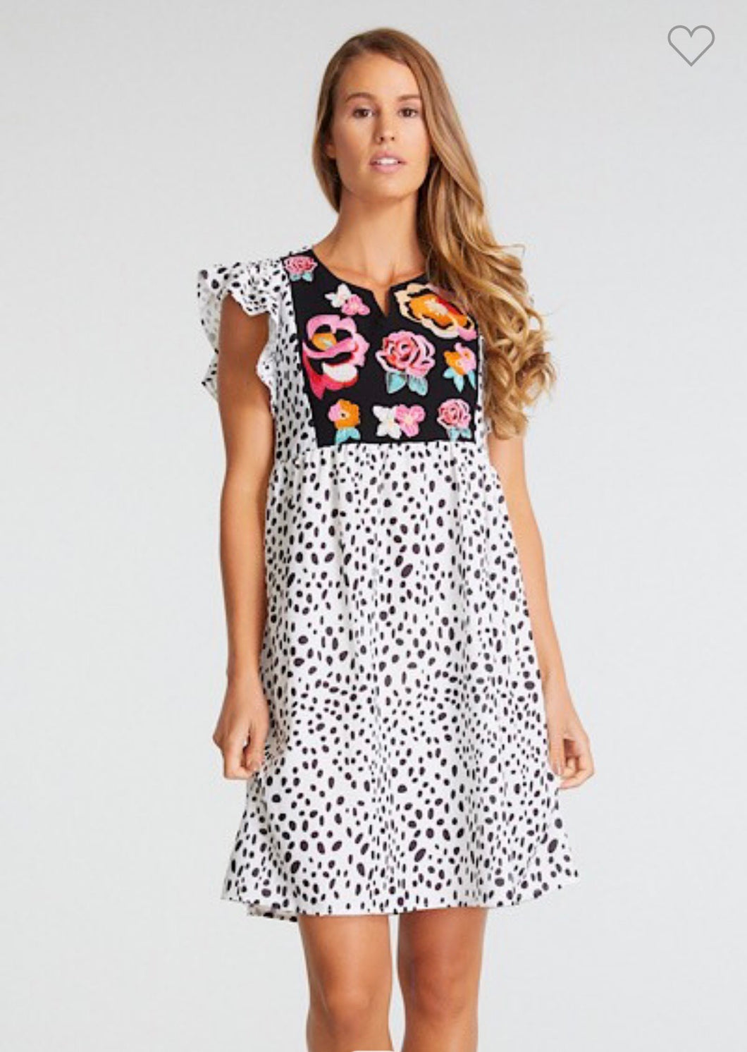 Animal print Floral embroidered dress