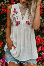 Load image into Gallery viewer, White embroidered baby doll top