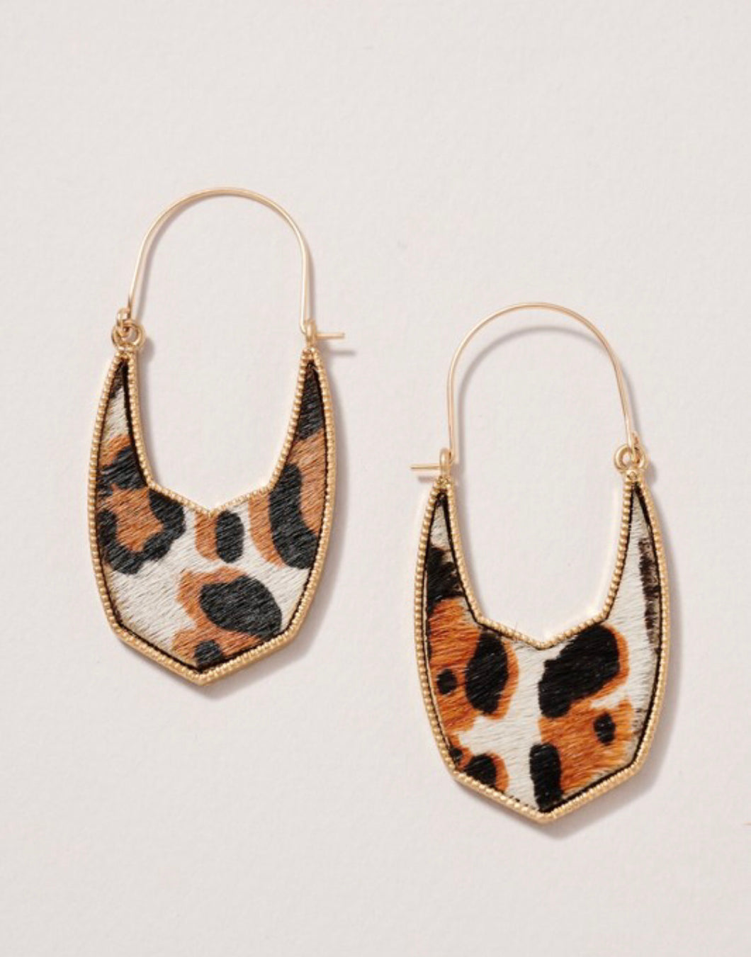 Geometric Leopard Hair hoop earrings