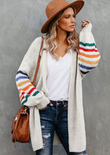 Load image into Gallery viewer, Rainbow stripe sleeve knit cardigan
