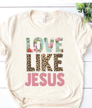 Load image into Gallery viewer, Love Like Jesus Leopard and Floral Tshirt
