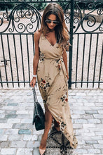 Load image into Gallery viewer, Apricot Floral wrap maxi dress