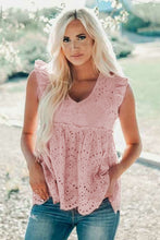 Load image into Gallery viewer, Pink eyelet lace scalloped tank top