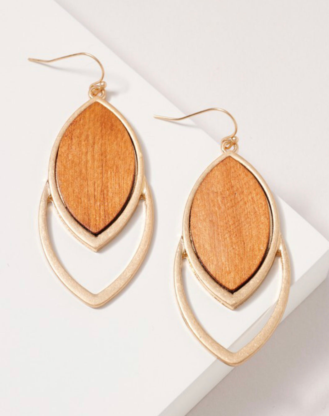 Layered Marquise Wooden Earrings