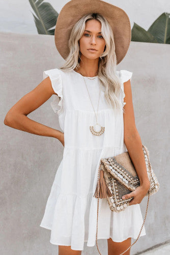 White tiered mini dress
