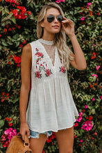 Load image into Gallery viewer, White embroidered baby doll top