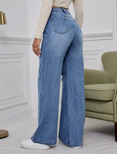 Load image into Gallery viewer, High rise ripped wide legged jeans
