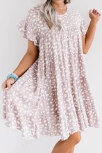 Load image into Gallery viewer, Pink leopard ruffled sleeve shift mini dress
