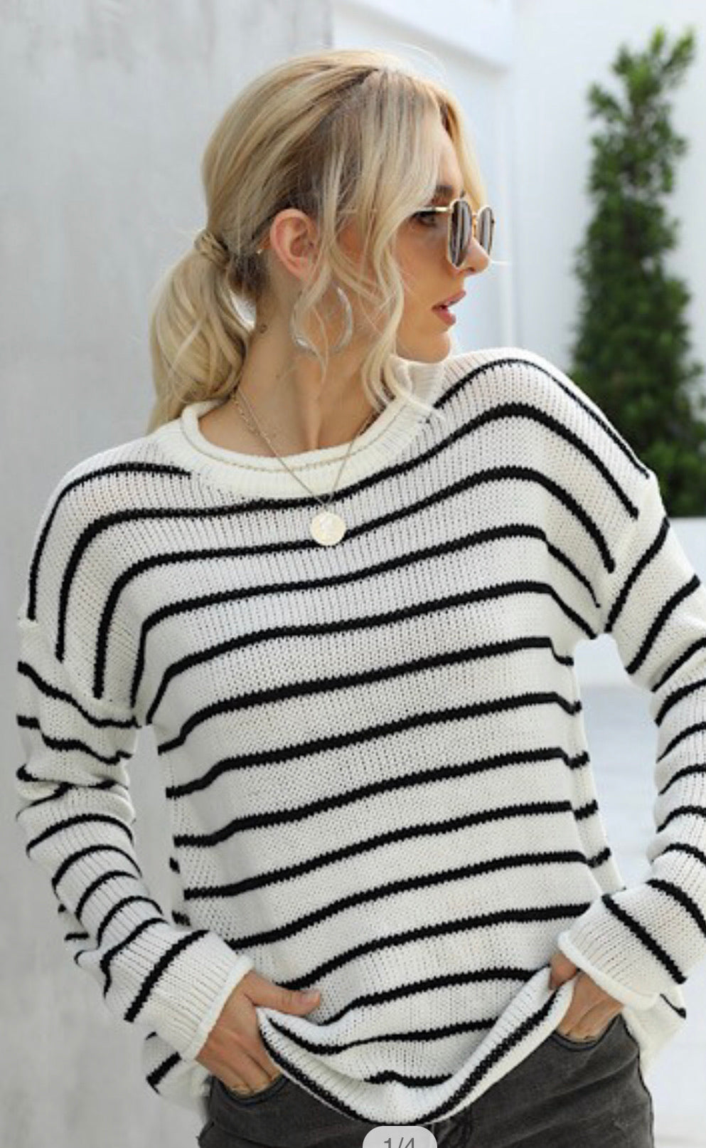 Stripe Crew Neck Sweater