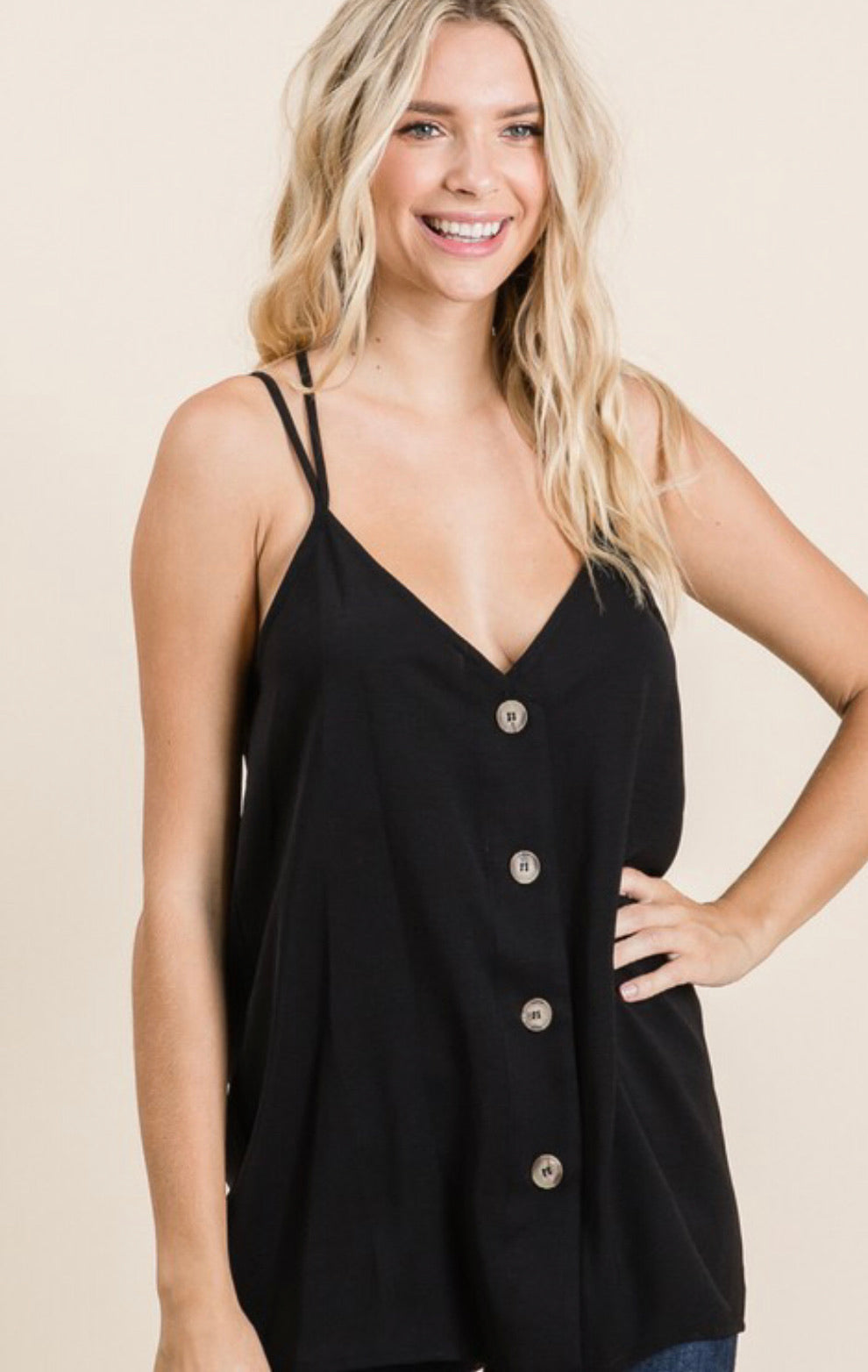 Button Down Crisscross Tank Top