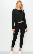 Load image into Gallery viewer, Cropped long sleeve front twist shirt
