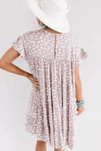 Load image into Gallery viewer, Pink leopard ruffled sleeve shift mini dress
