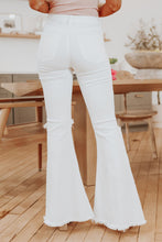 Load image into Gallery viewer, White distressed flare jeans

