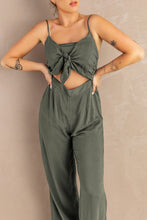 Load image into Gallery viewer, Green/Grey knotted hollow out jumpsuit
