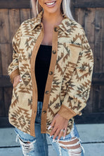 Load image into Gallery viewer, Beige Aztec button up shacket
