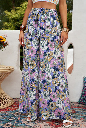 Bohemian floral wide leg pants