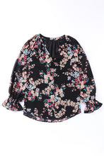 Load image into Gallery viewer, Black floral long sleeve blouse
