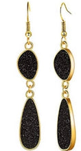 Load image into Gallery viewer, Double druzy drop earrings
