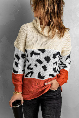 Apricot Cheetah colorblock sweater