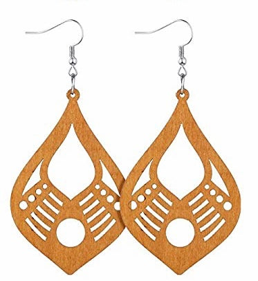 Teardrop wooden earrings