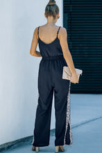 Load image into Gallery viewer, Black romper with cheetah stripe
