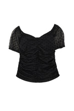 Load image into Gallery viewer, Black dotted ruched sleeve blouse
