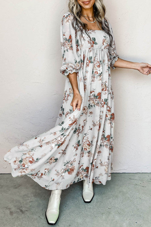 White floral maxi dress