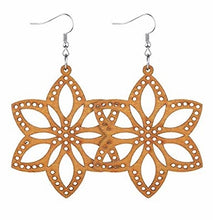 Load image into Gallery viewer, 6 point star wooden earrings
