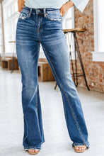 Load image into Gallery viewer, Medium wash high rise flare jeans
