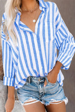 Load image into Gallery viewer, White &amp; Blue Stripe Blouse
