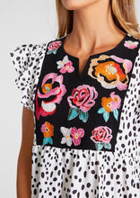 Load image into Gallery viewer, Animal print Floral embroidered dress
