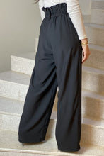Load image into Gallery viewer, Black frilled high waisted wide leg pants
