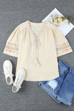 Load image into Gallery viewer, Beige tassel blouse
