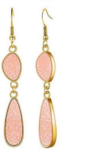 Load image into Gallery viewer, Double druzy drop earrings
