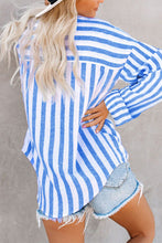 Load image into Gallery viewer, White &amp; Blue Stripe Blouse
