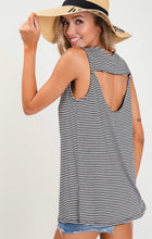 Load image into Gallery viewer, Stripes Open Back Tank Top - black and white
