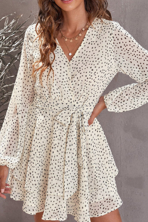 White polka dot mini dress