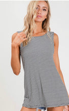 Load image into Gallery viewer, Stripes Open Back Tank Top - black and white
