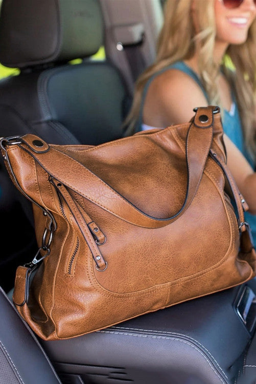 Brown Faux Leather Purse