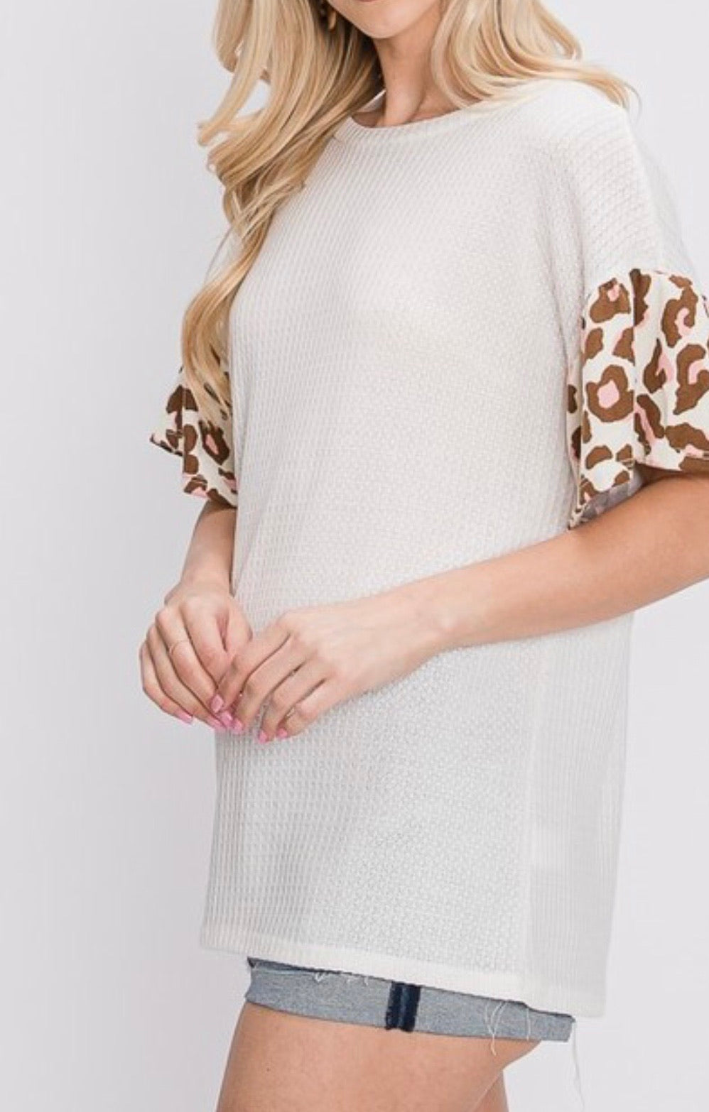 Ruffle Bell sleeve Waffle Top