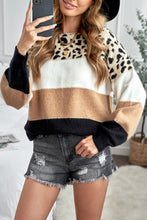 Load image into Gallery viewer, Leopard colorblock knitted sweater
