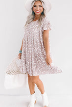 Load image into Gallery viewer, Pink leopard ruffled sleeve shift mini dress
