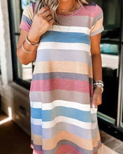 Load image into Gallery viewer, Multicolor stripe T-shirt dress
