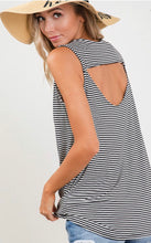 Load image into Gallery viewer, Stripes Open Back Tank Top - black and white
