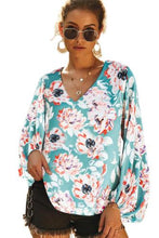 Load image into Gallery viewer, Aqua Floral Blouse
