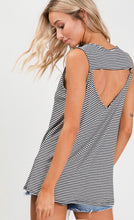 Load image into Gallery viewer, Stripes Open Back Tank Top - black and white
