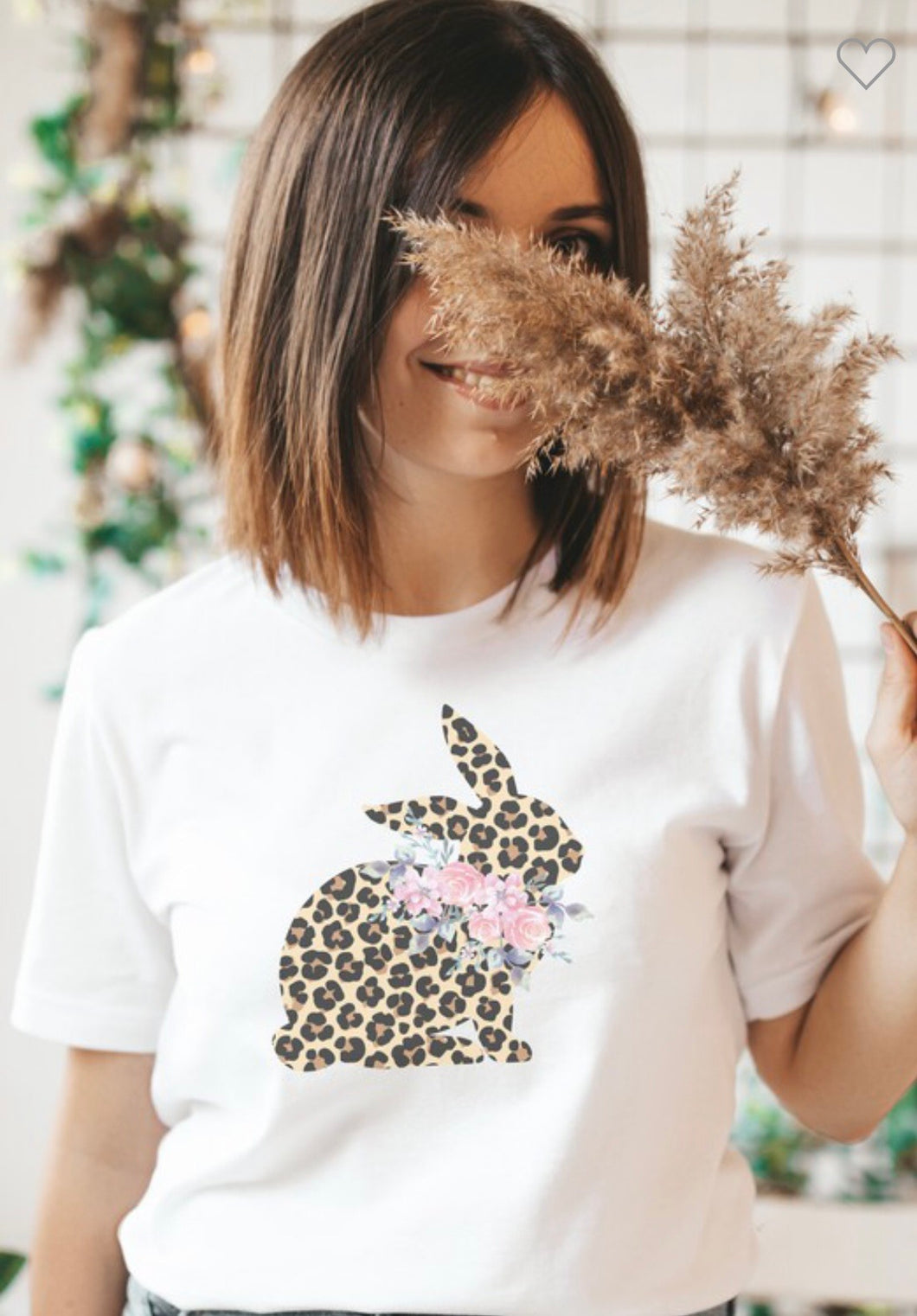 Leopard Floral Bunny Easter Tee