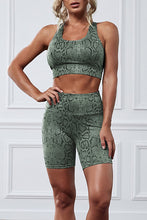 Load image into Gallery viewer, Green snake print workout set
