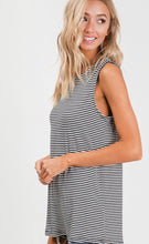 Load image into Gallery viewer, Stripes Open Back Tank Top - black and white
