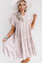 Load image into Gallery viewer, Pink leopard ruffled sleeve shift mini dress
